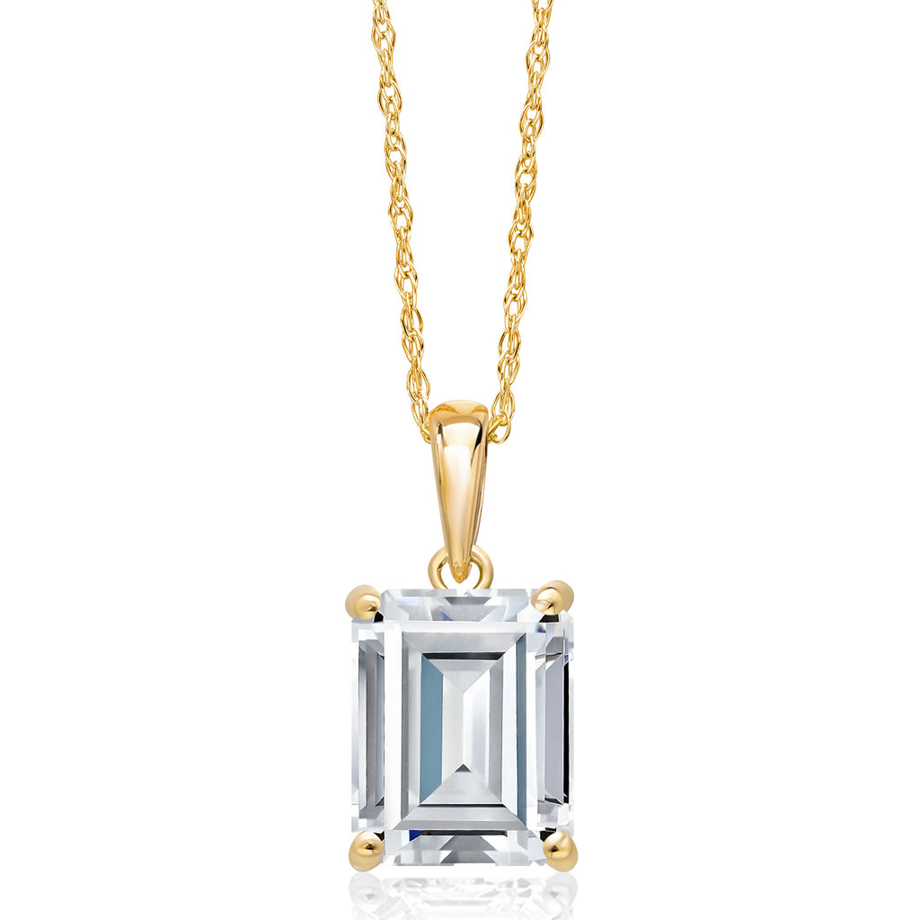 White Moissanite - April_Pendant in 14K Yellow Gold