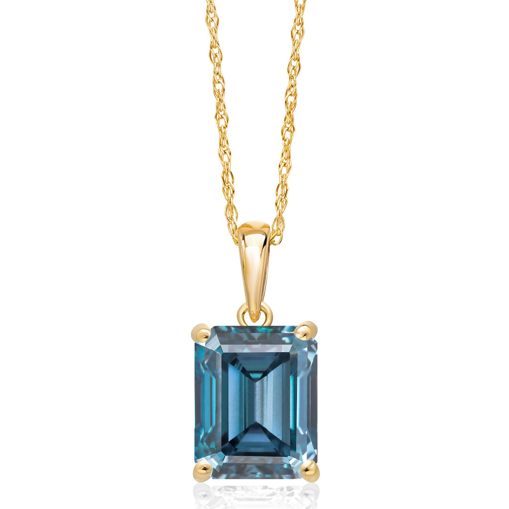 Persian Blue Moissanite - April_Pendant in 14K Yellow Gold