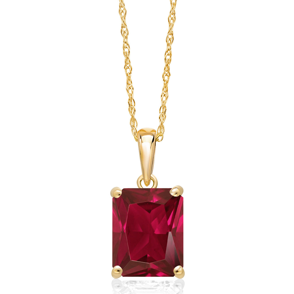 Created Ruby - July_Pendant in 14K Yellow Gold