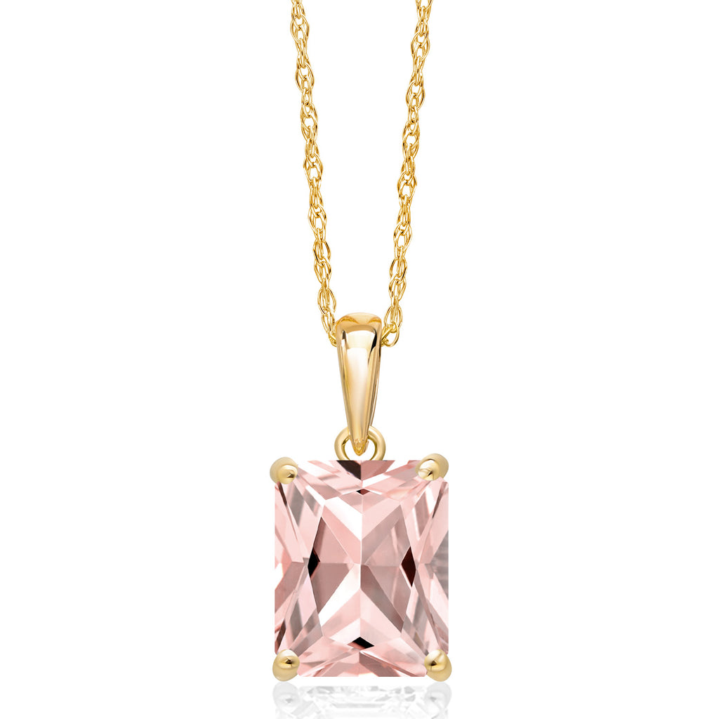 Nano Morganite - October_Pendant in 14K Yellow Gold