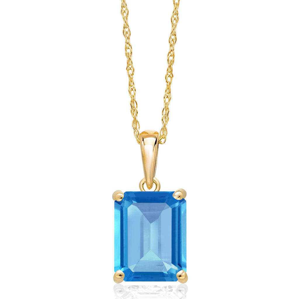 Swiss Blue Topaz - November_Pendant in 14K Yellow Gold