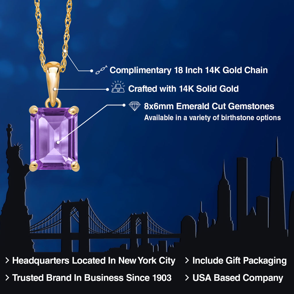 Amethyst - February_Pendant in 14K Yellow Gold