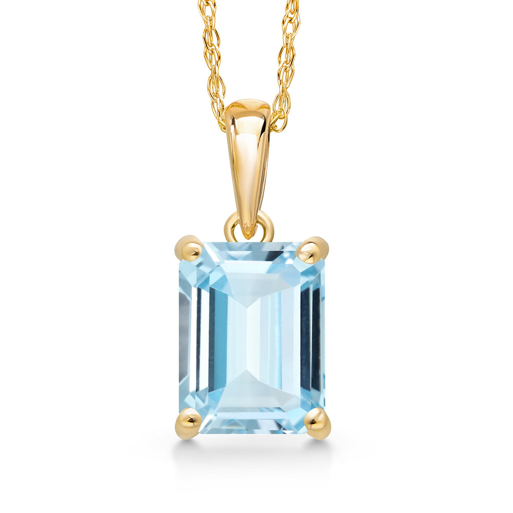 Aquamarine - March_Pendant in 14K Yellow Gold