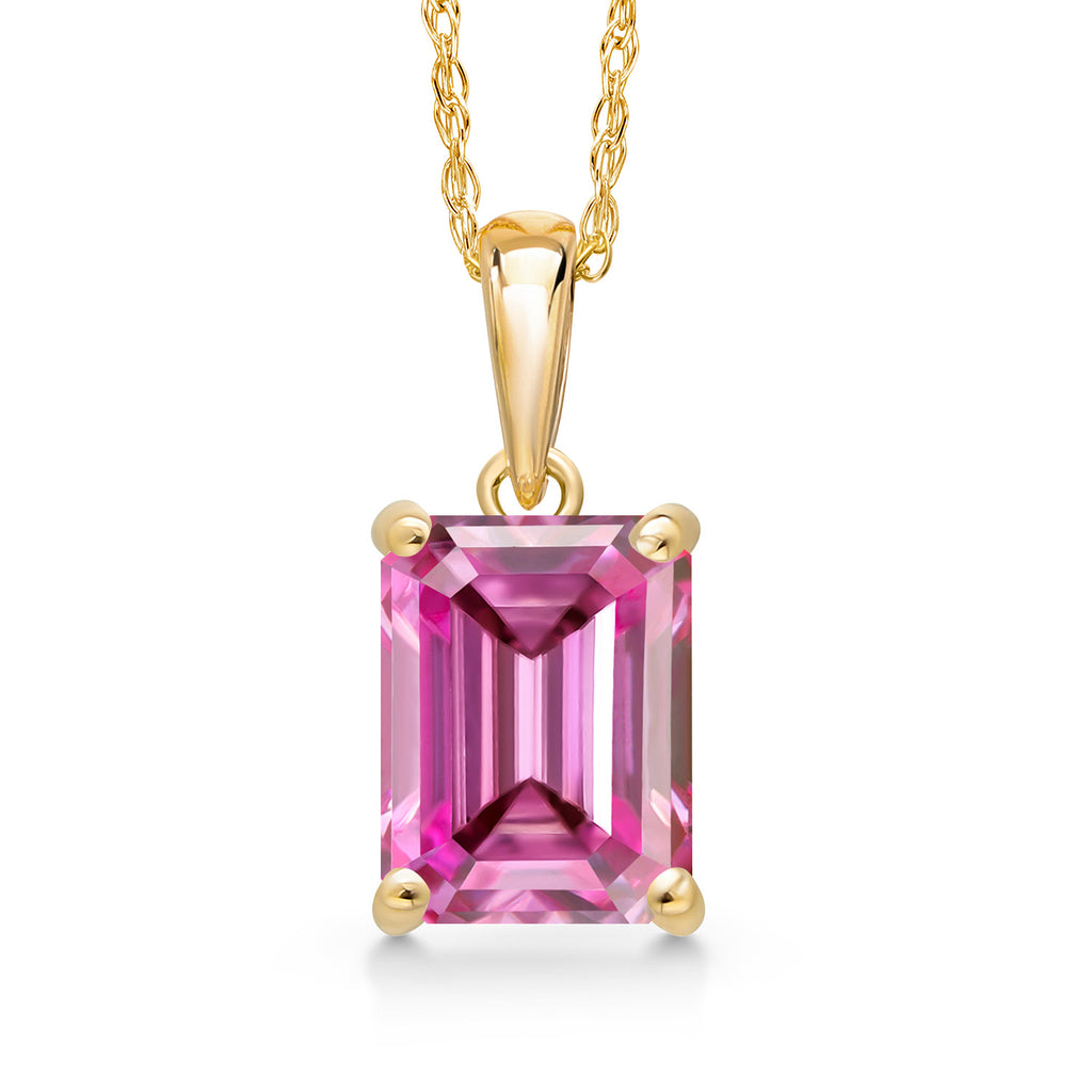 Pink Moissanite - April_Pendant in 14K Yellow Gold