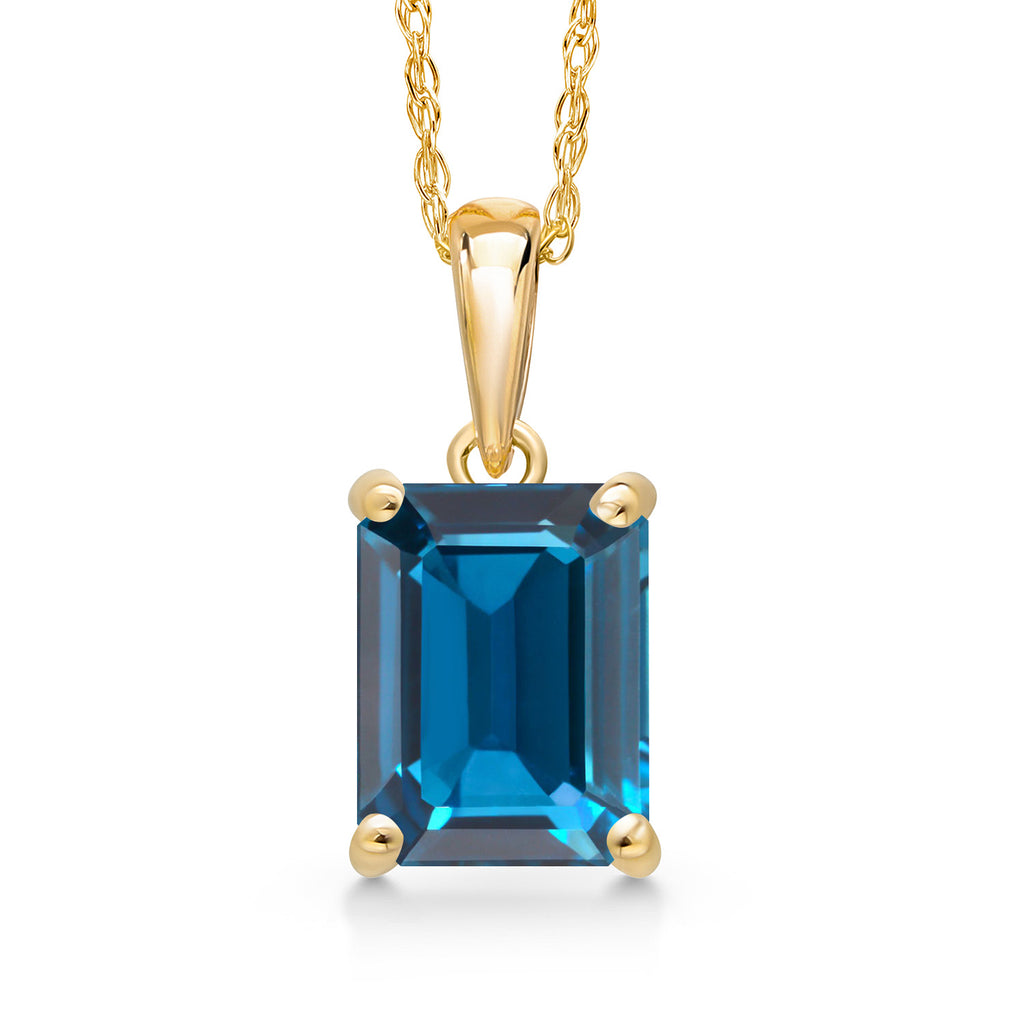 London Blue Topaz - November_Pendant in 14K Yellow Gold