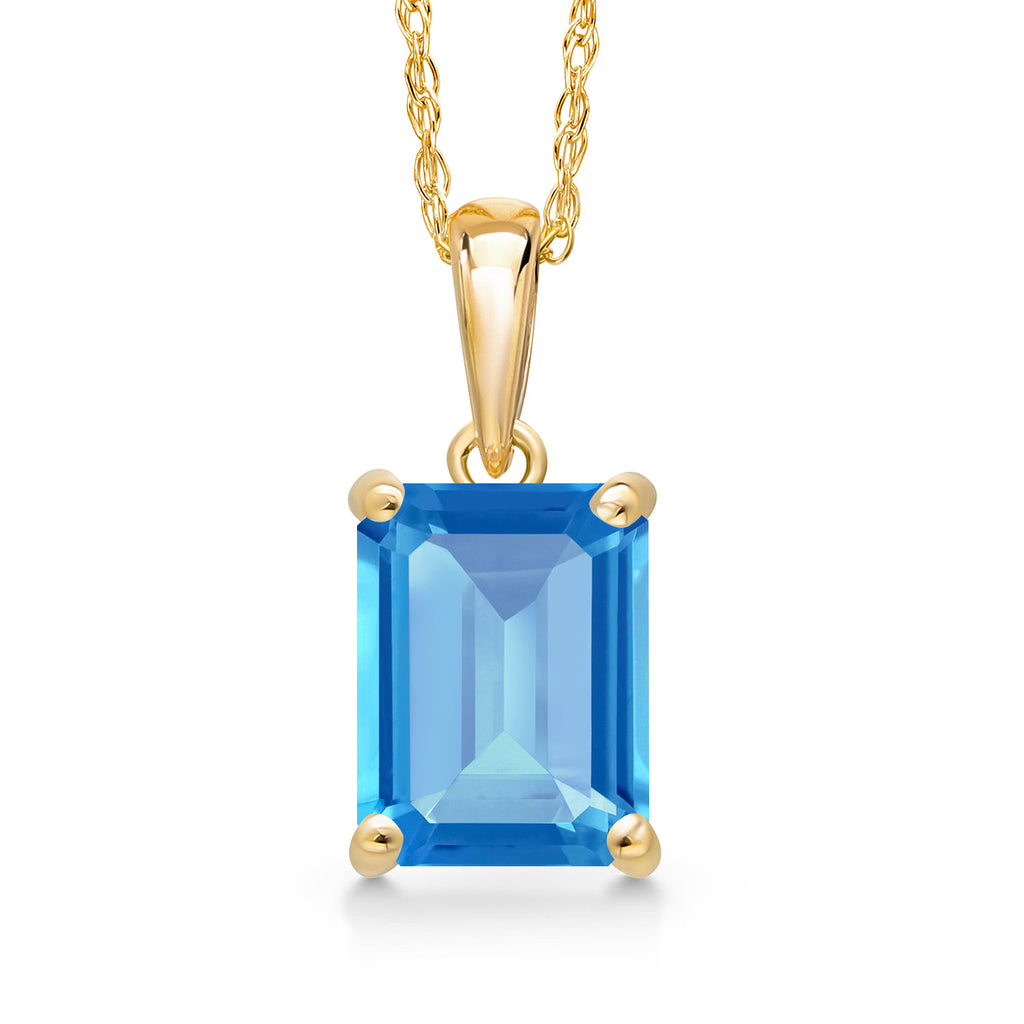 Swiss Blue Topaz - November_Pendant in 14K Yellow Gold