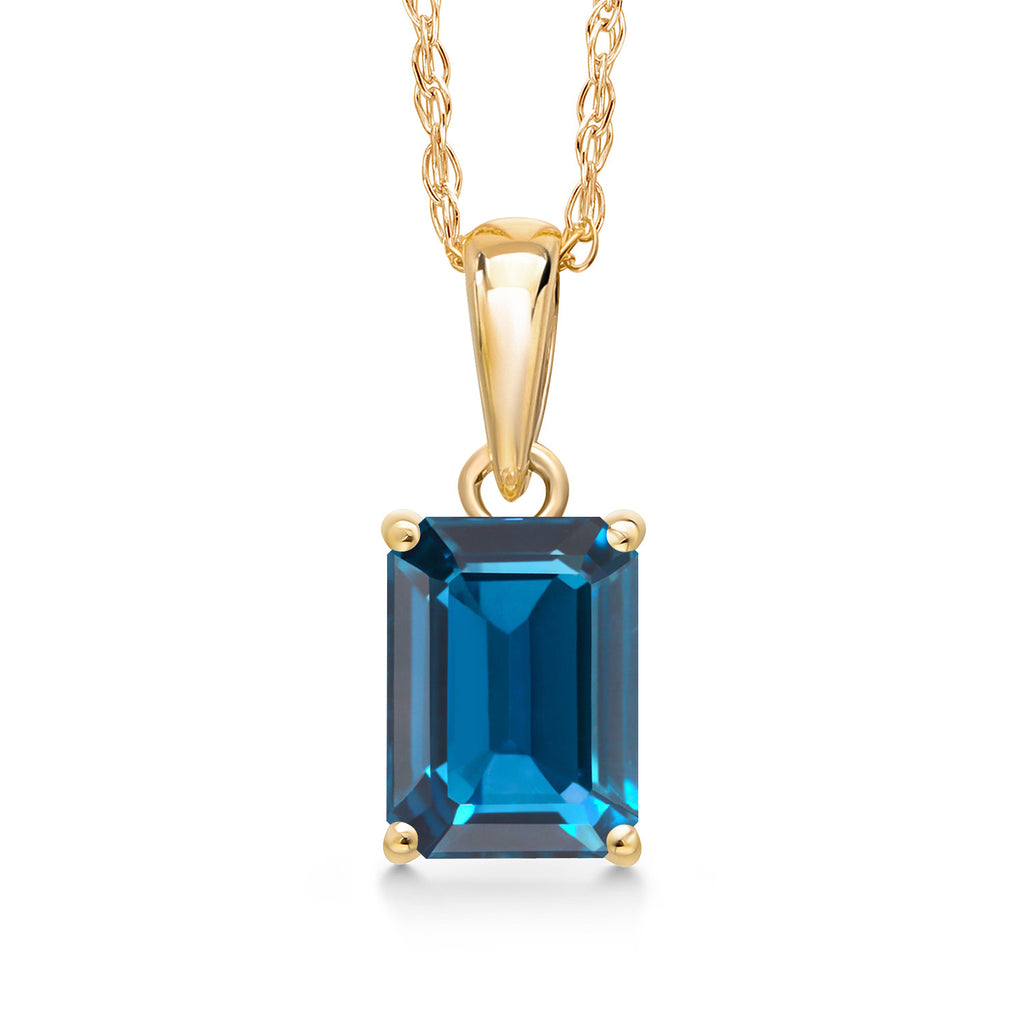 London Blue Topaz - November_Pendant in 14K Yellow Gold