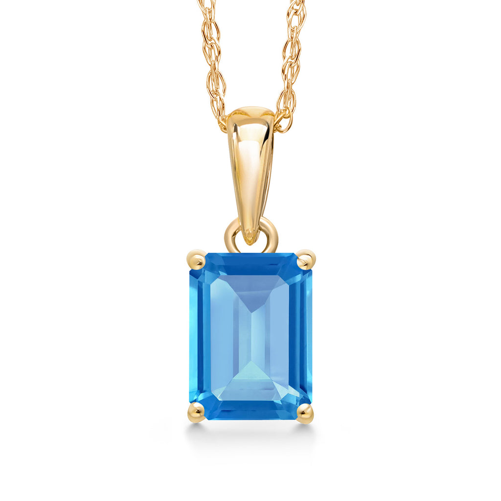 Swiss Blue Topaz - November_Pendant in 14K Yellow Gold