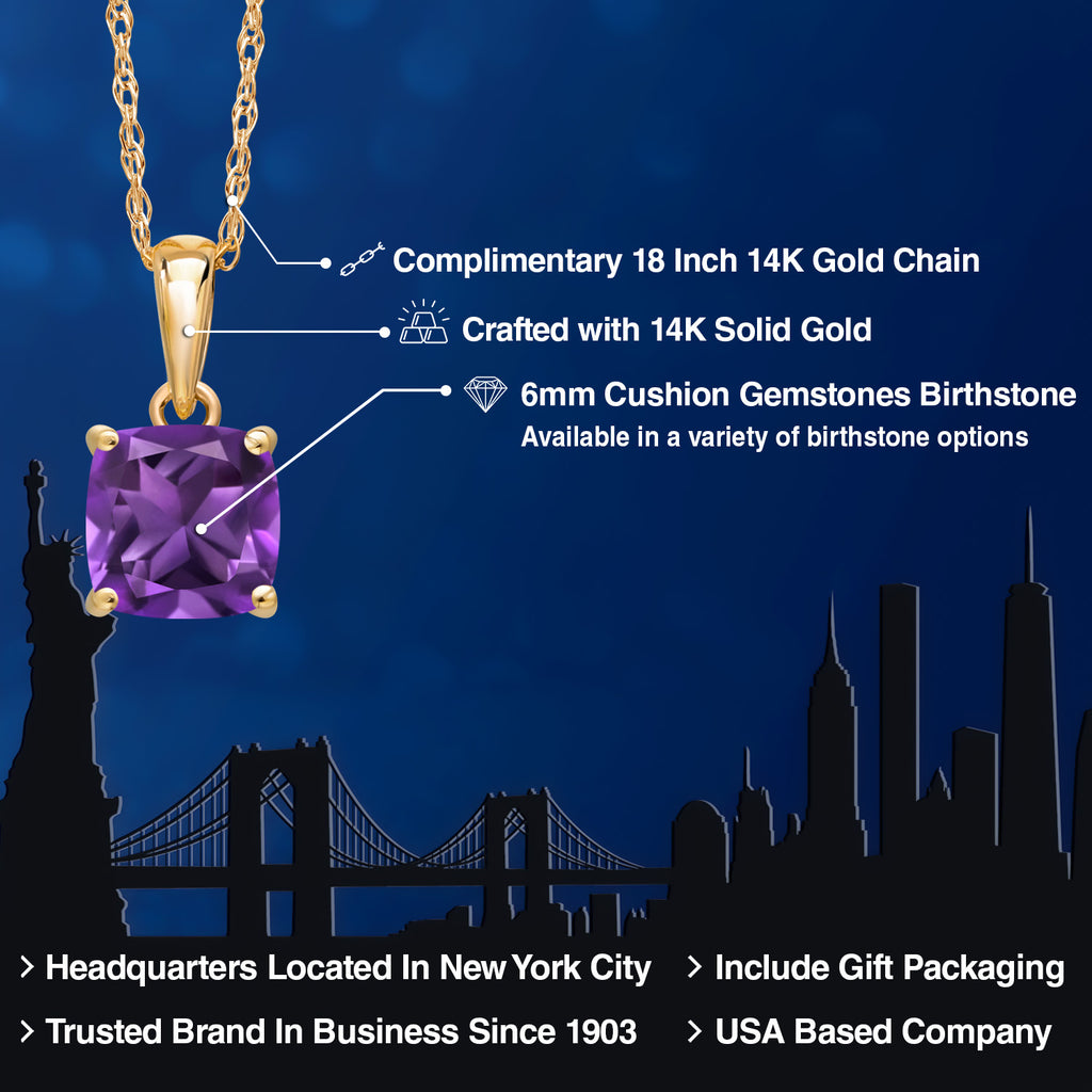 Amethyst - February_Pendant in 14K Yellow Gold