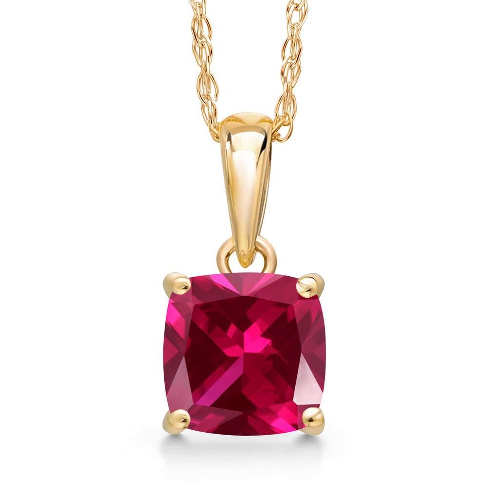 Created Ruby - July_Pendant in 14K Yellow Gold