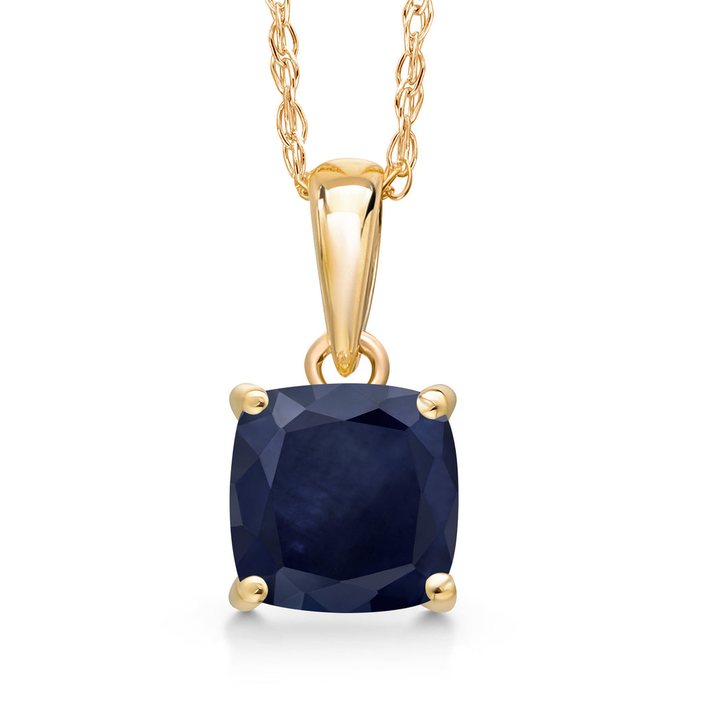 Blue Sapphire - September_Pendant in 14K Yellow Gold