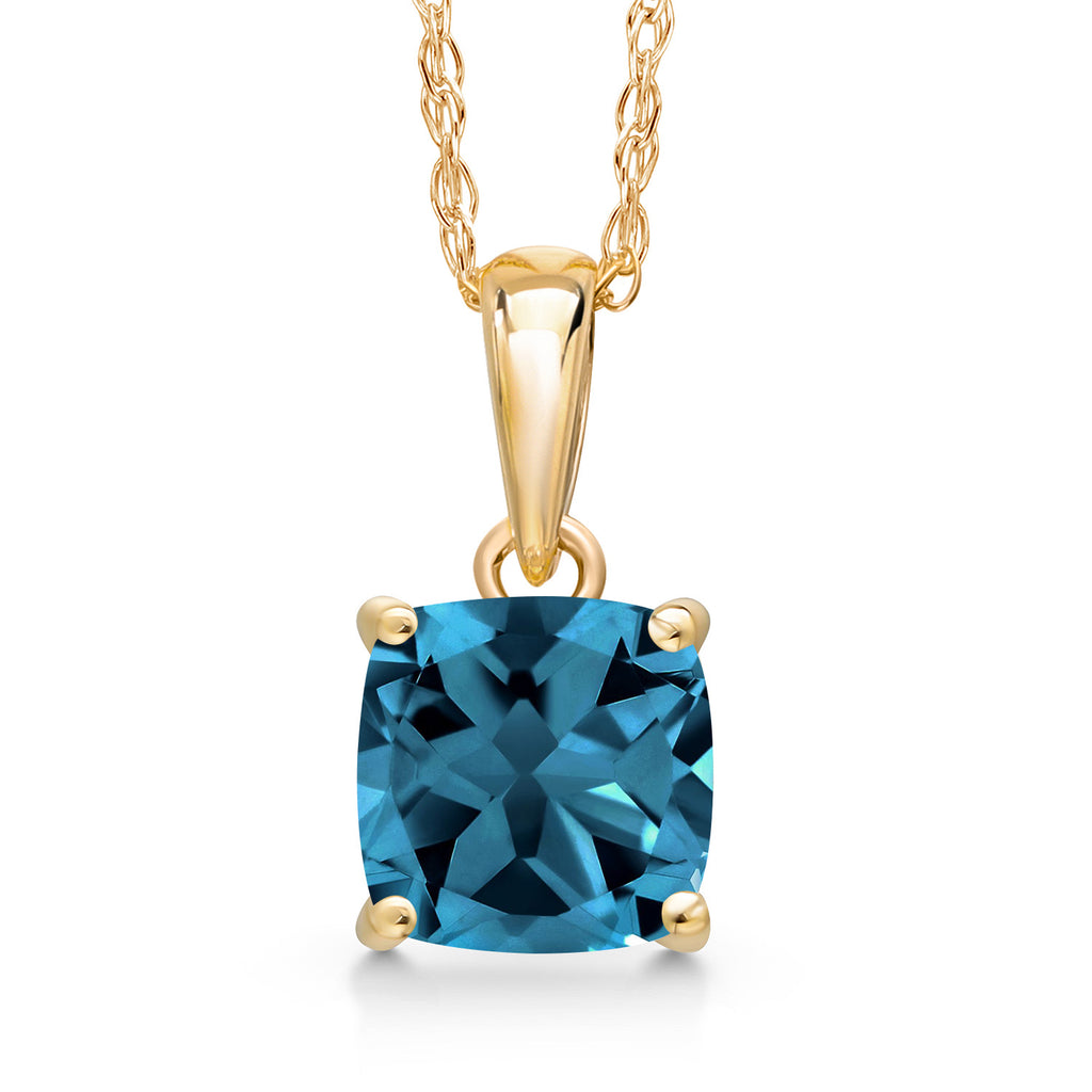 London Blue Topaz - November_Pendant in 14K Yellow Gold