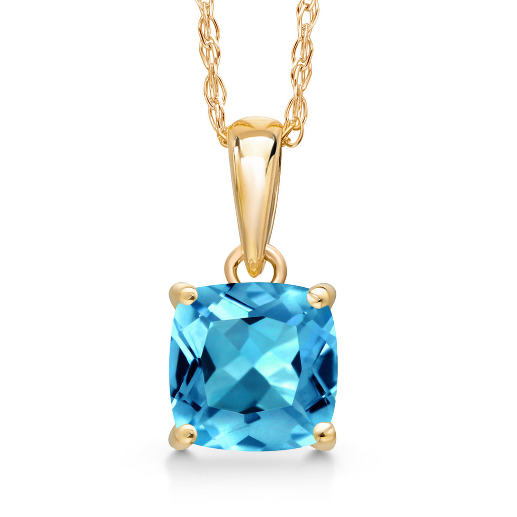 Swiss Blue Topaz - November_Pendant in 14K Yellow Gold