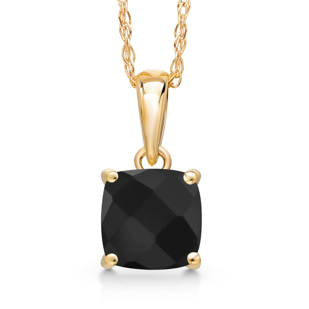 Onyx-Checkerboard - December_Pendant in 14K Yellow Gold