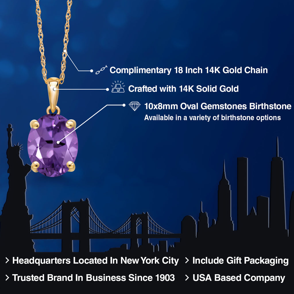Amethyst - February_Pendant in 14K Yellow Gold