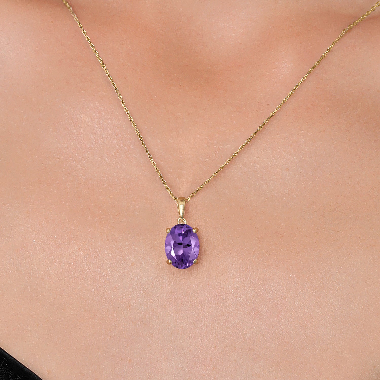 Amethyst - February_Pendant in 14K Yellow Gold
