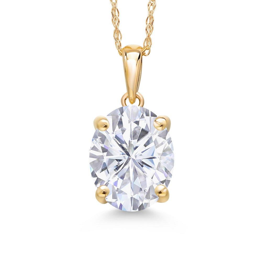 White Moissanite - April_Pendant in 14K Yellow Gold
