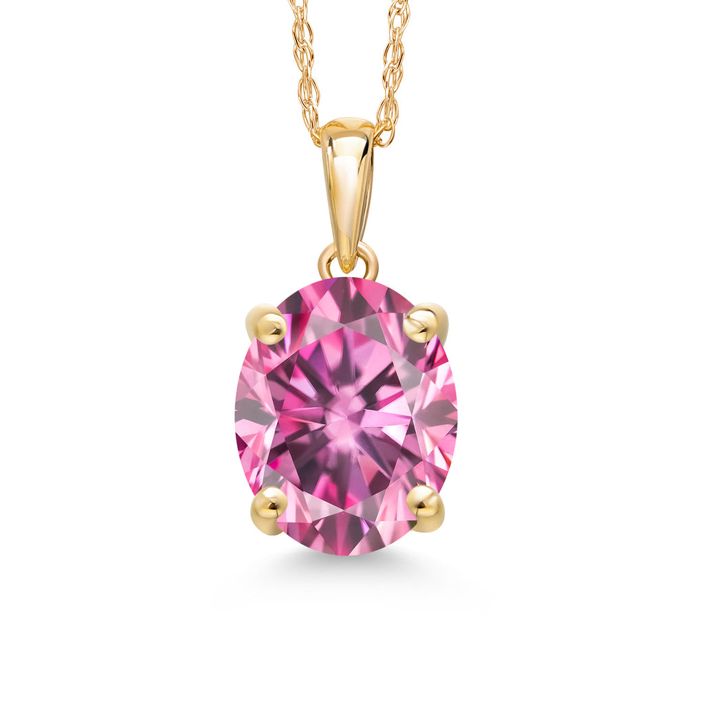 Pink Moissanite - April_Pendant in 14K Yellow Gold