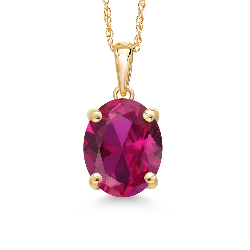 Created Ruby - July_Pendant in 14K Yellow Gold