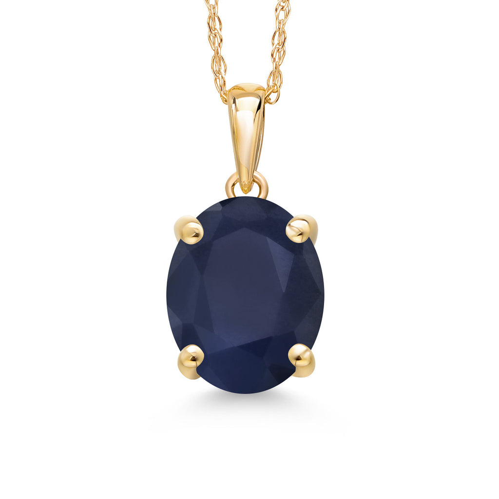 Blue Sapphire - September_Pendant in 14K Yellow Gold