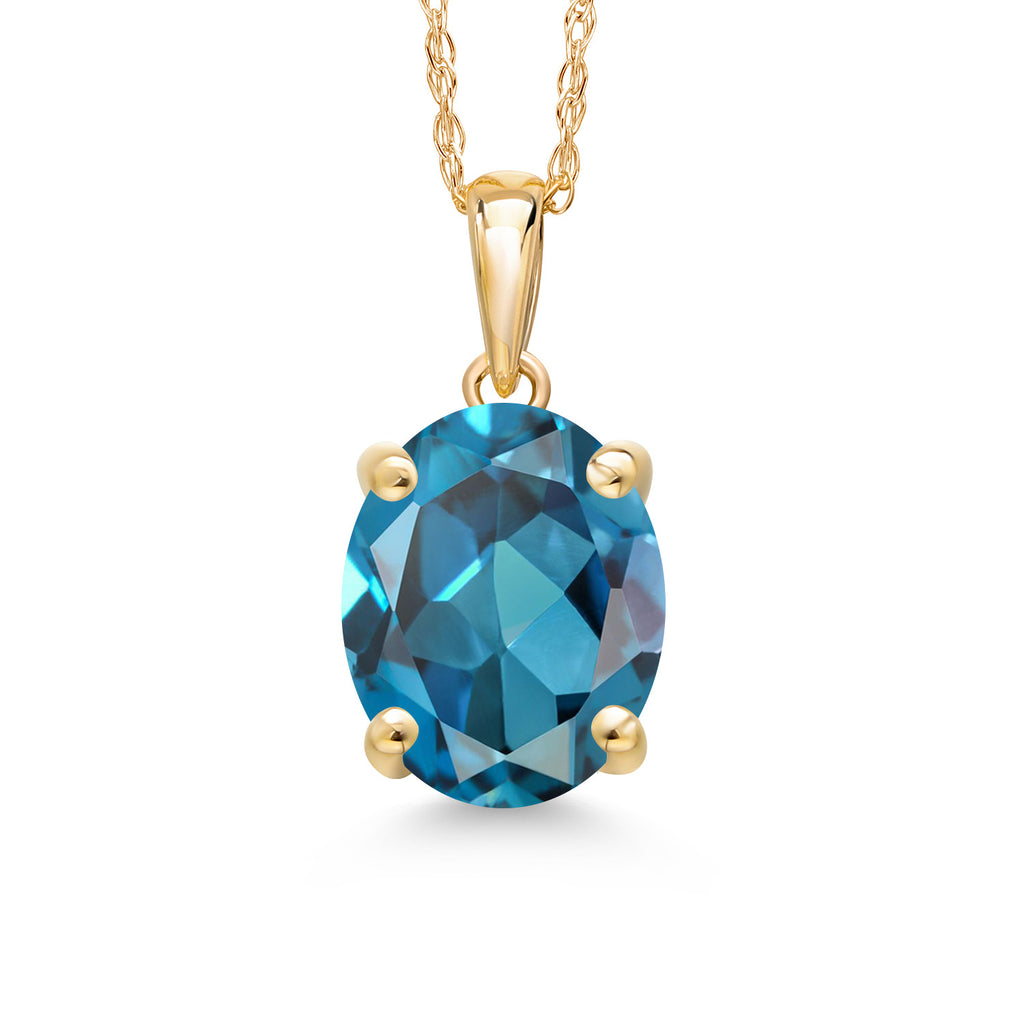 London Blue Topaz - November_Pendant in 14K Yellow Gold