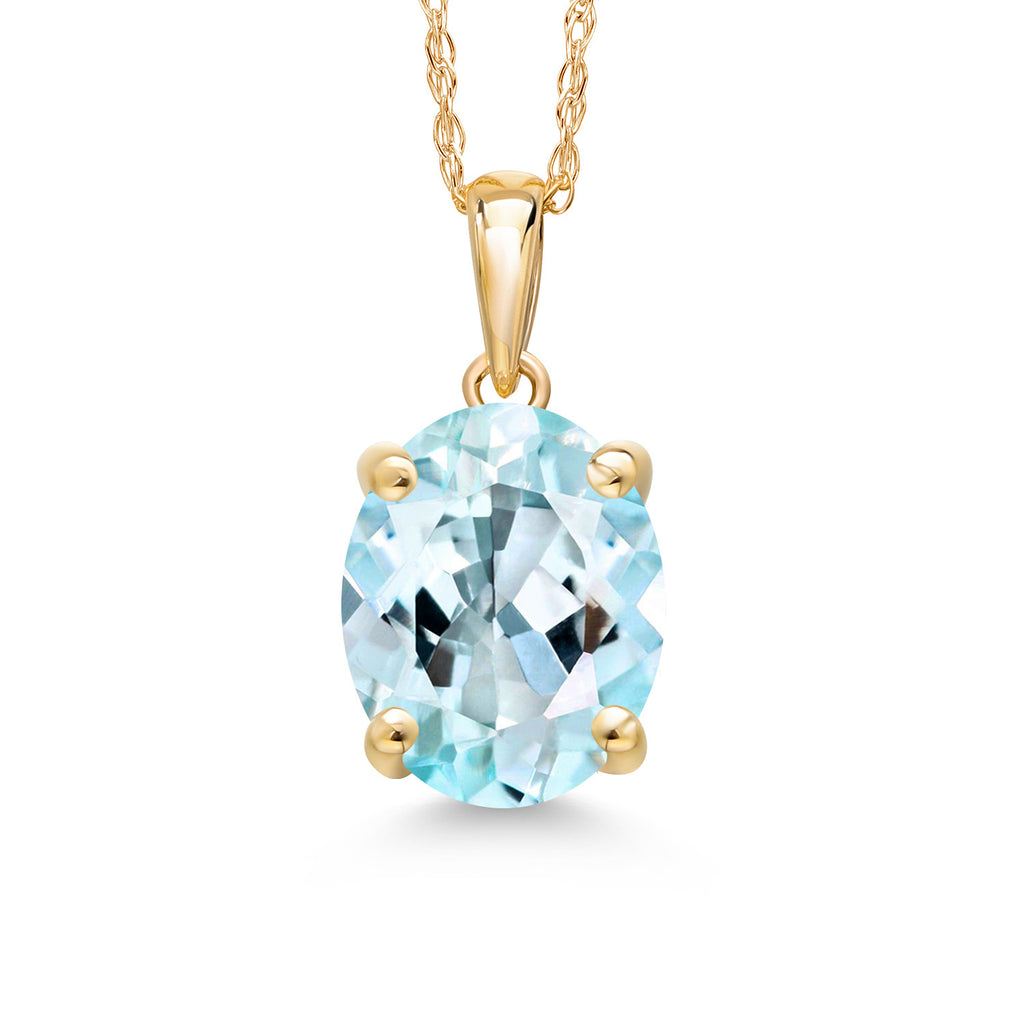 Sky Blue Topaz - November_Pendant in 14K Yellow Gold