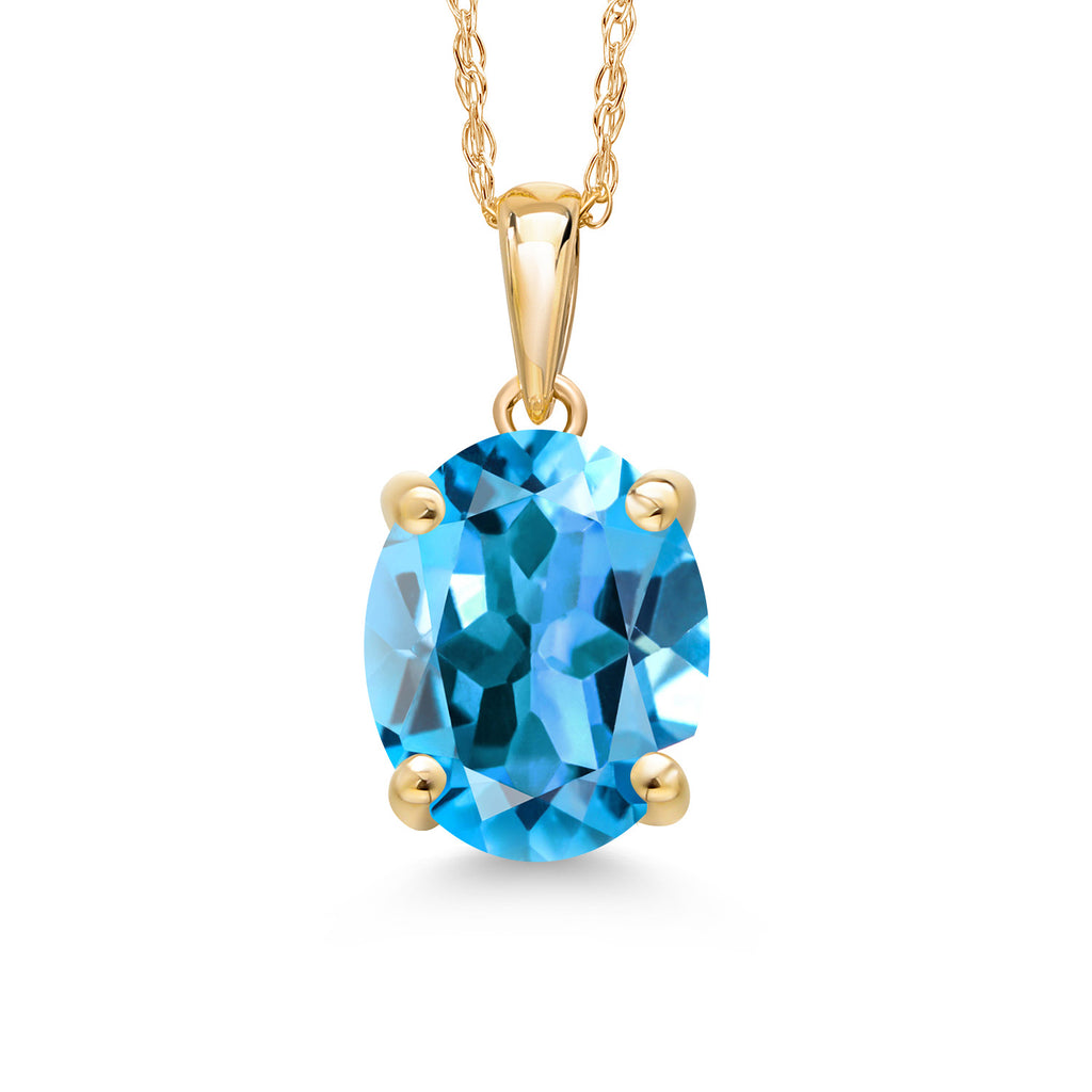 Swiss Blue Topaz - November_Pendant in 14K Yellow Gold