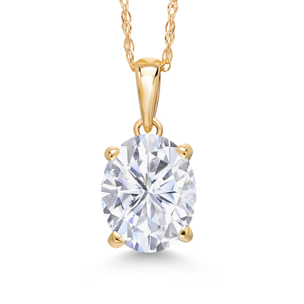 White Moissanite - April_Pendant in 14K Yellow Gold