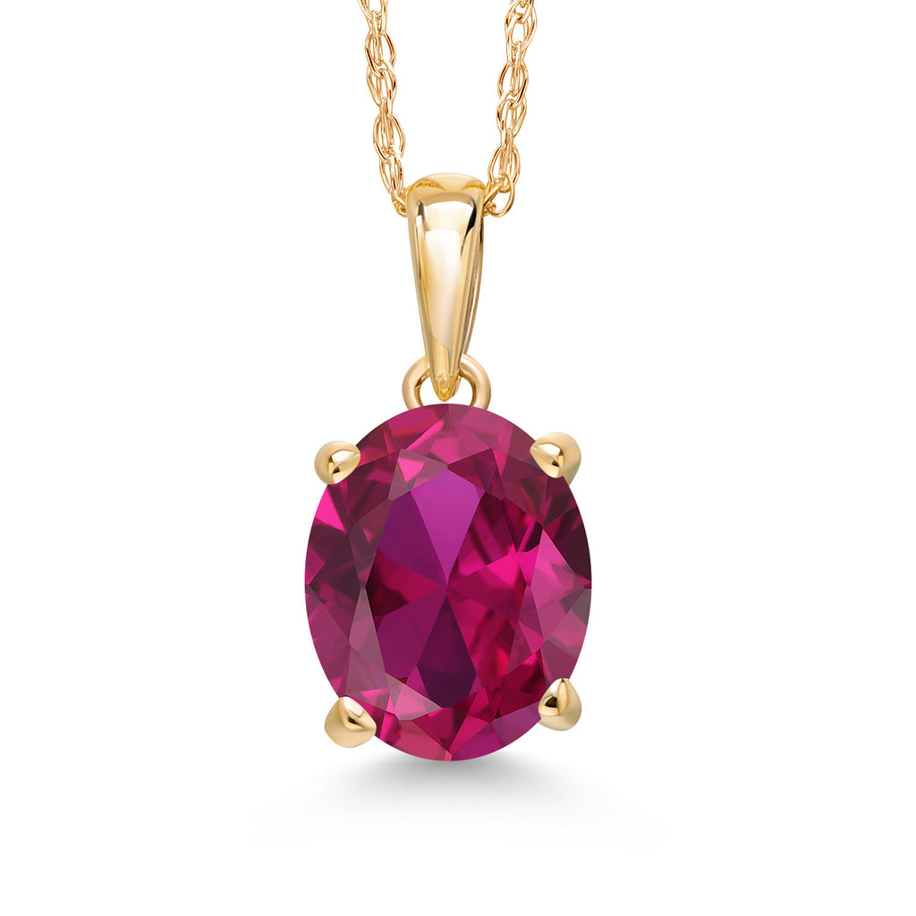 Created Ruby - July_Pendant in 14K Yellow Gold