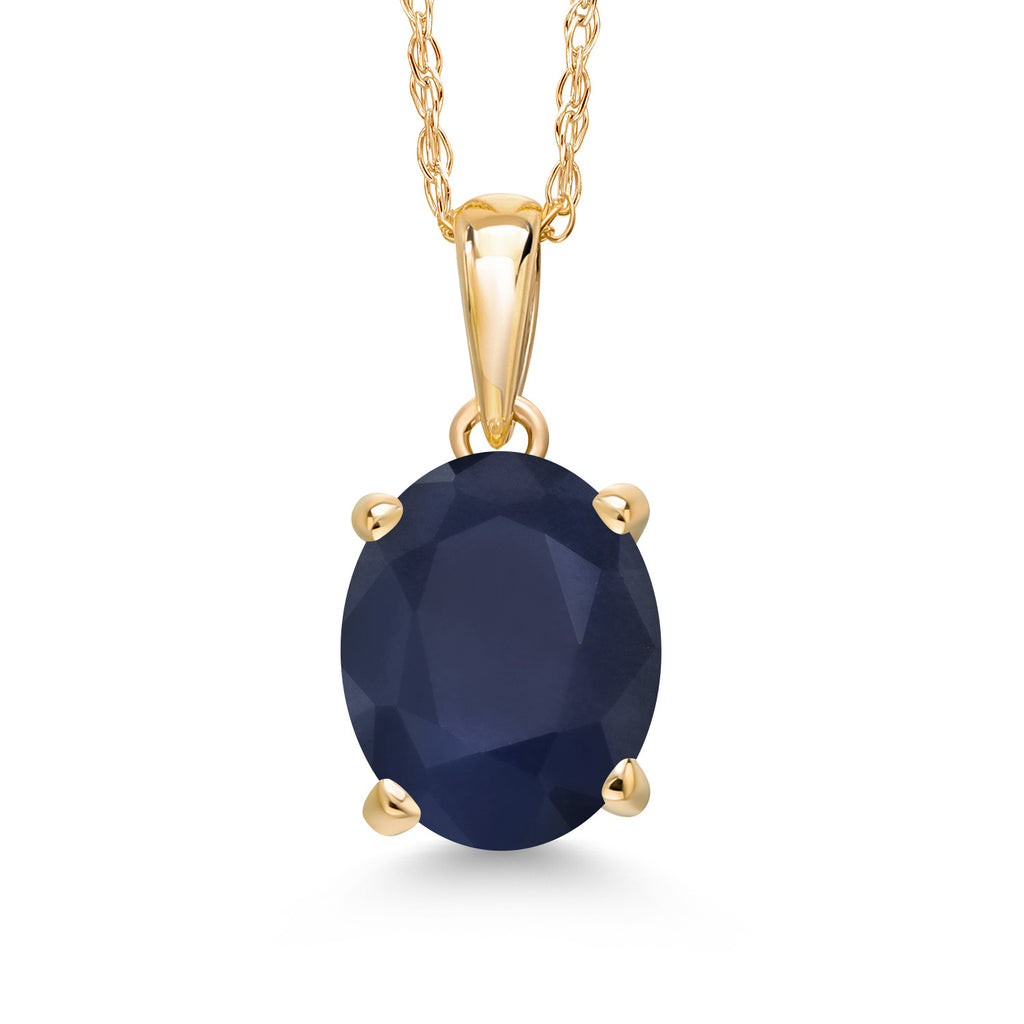 Blue Sapphire - September_Pendant in 14K Yellow Gold