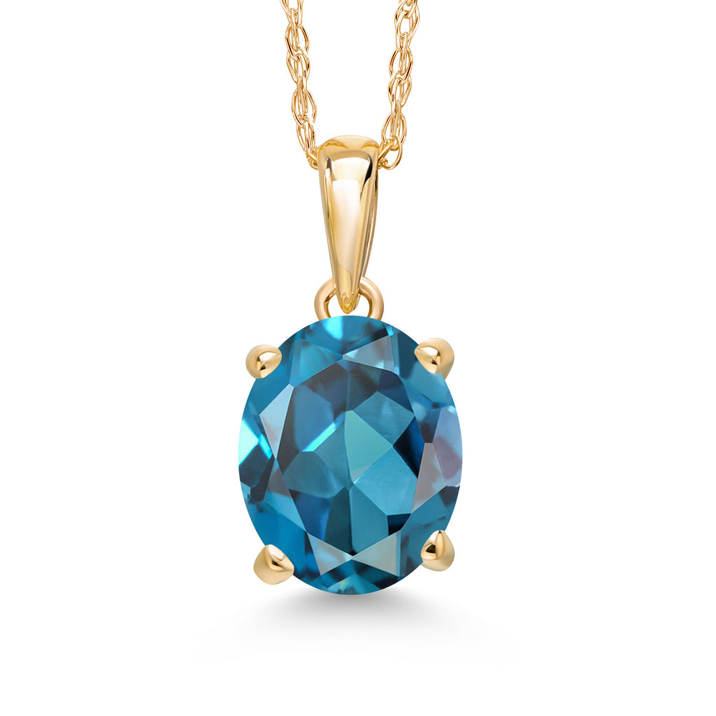 London Blue Topaz - November_Pendant in 14K Yellow Gold