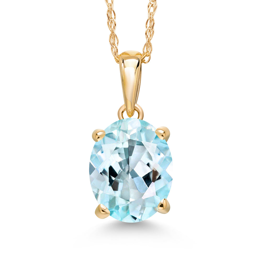 Sky Blue Topaz - November_Pendant in 14K Yellow Gold