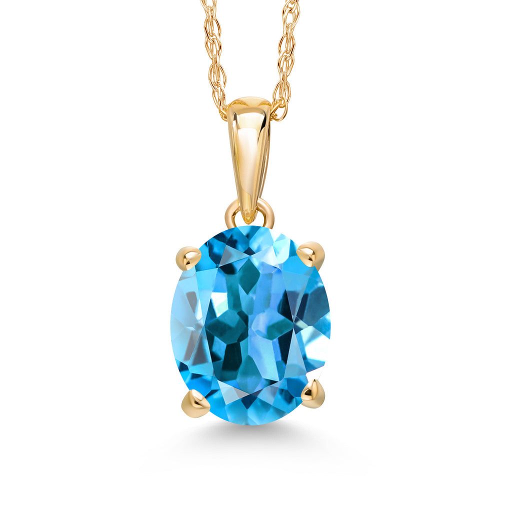 Swiss Blue Topaz - November_Pendant in 14K Yellow Gold