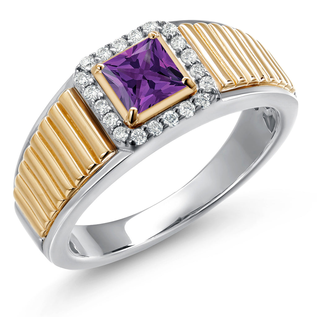 Amethyst - February_12_Ring in 925 Sterling Silver and 10K Yellow Gold