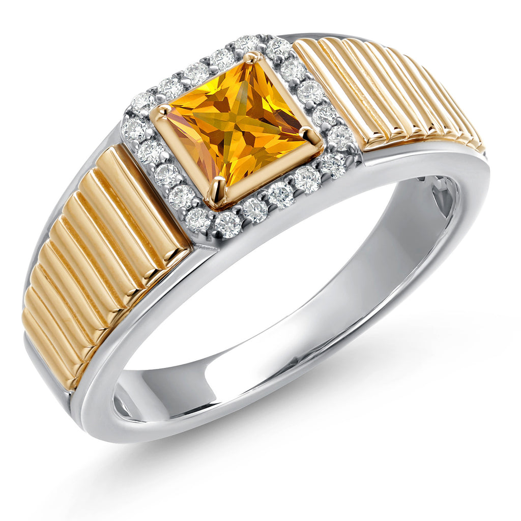 Citrine - November_13_Ring in 925 Sterling Silver and 10K Yellow Gold