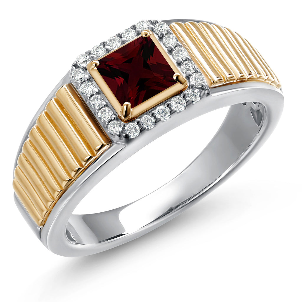 Garnet - January_13_Ring in 925 Sterling Silver and 10K Yellow Gold
