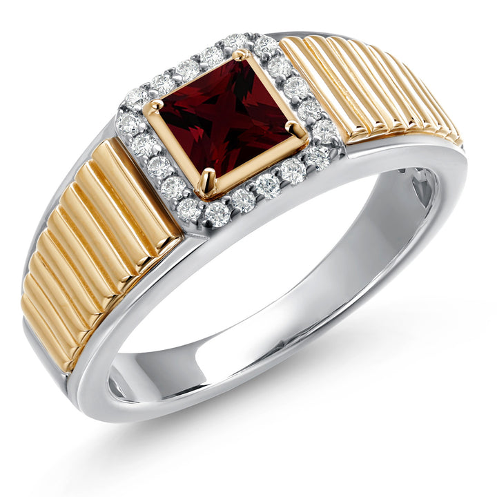 Garnet - January_12_Ring in 925 Sterling Silver and 10K Yellow Gold