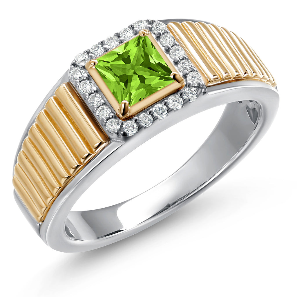 Peridot - August_13_Ring in 925 Sterling Silver and 10K Yellow Gold