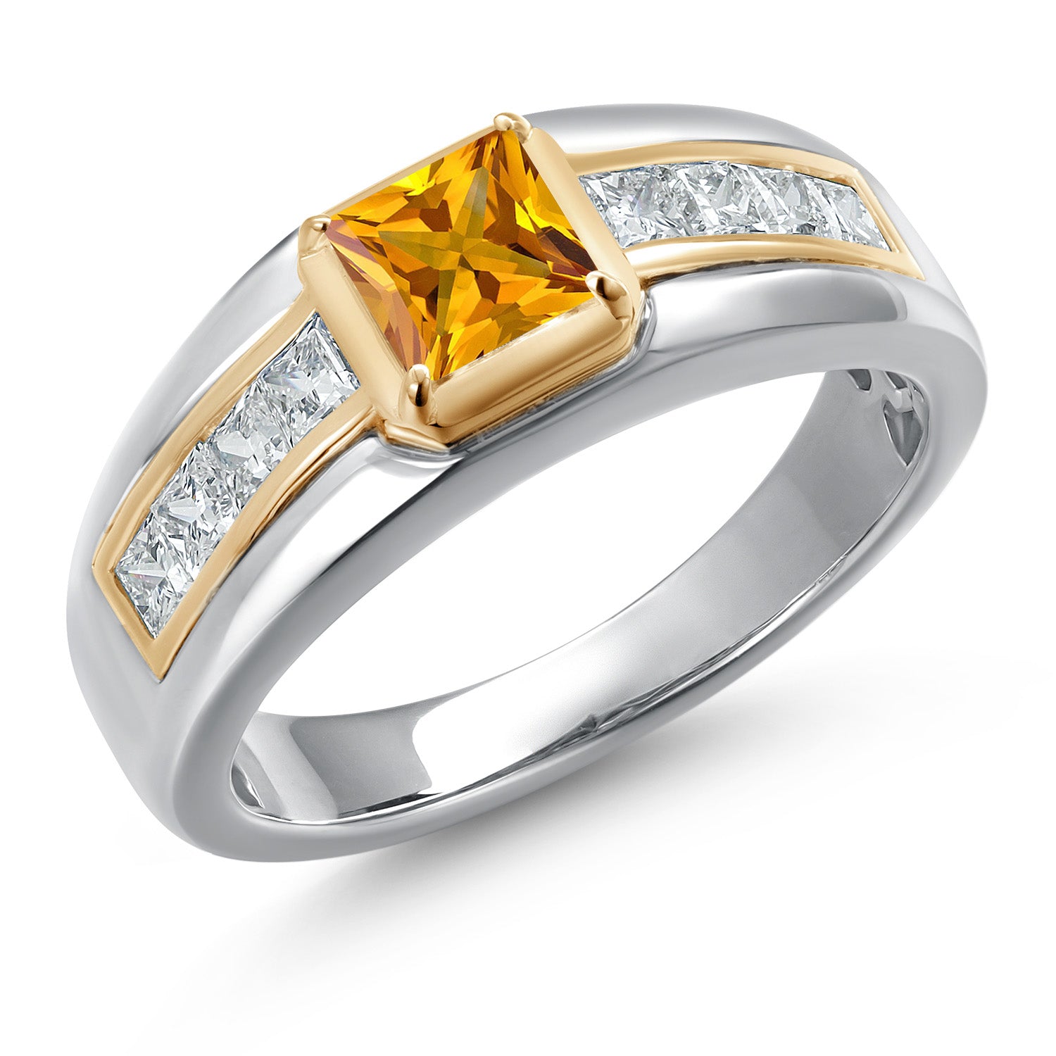 Citrine - November_9_Ring in 925 Sterling Silver and 10K Yellow Gold
