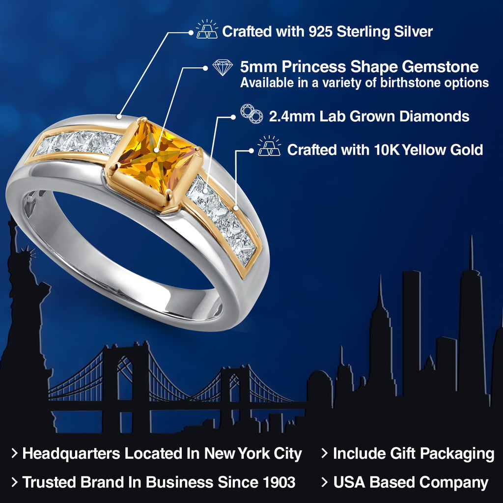 Citrine - November_9_Ring in 925 Sterling Silver and 10K Yellow Gold