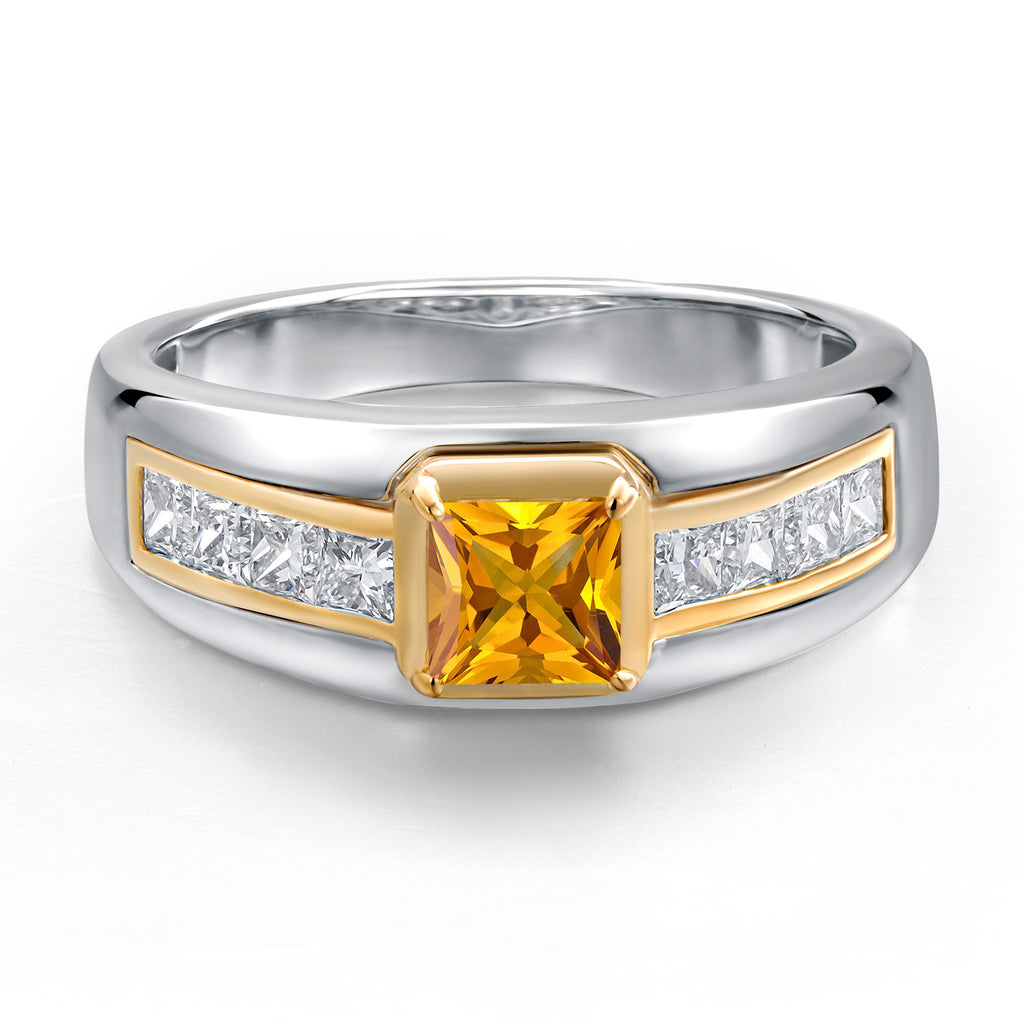 Citrine - November_9_Ring in 925 Sterling Silver and 10K Yellow Gold