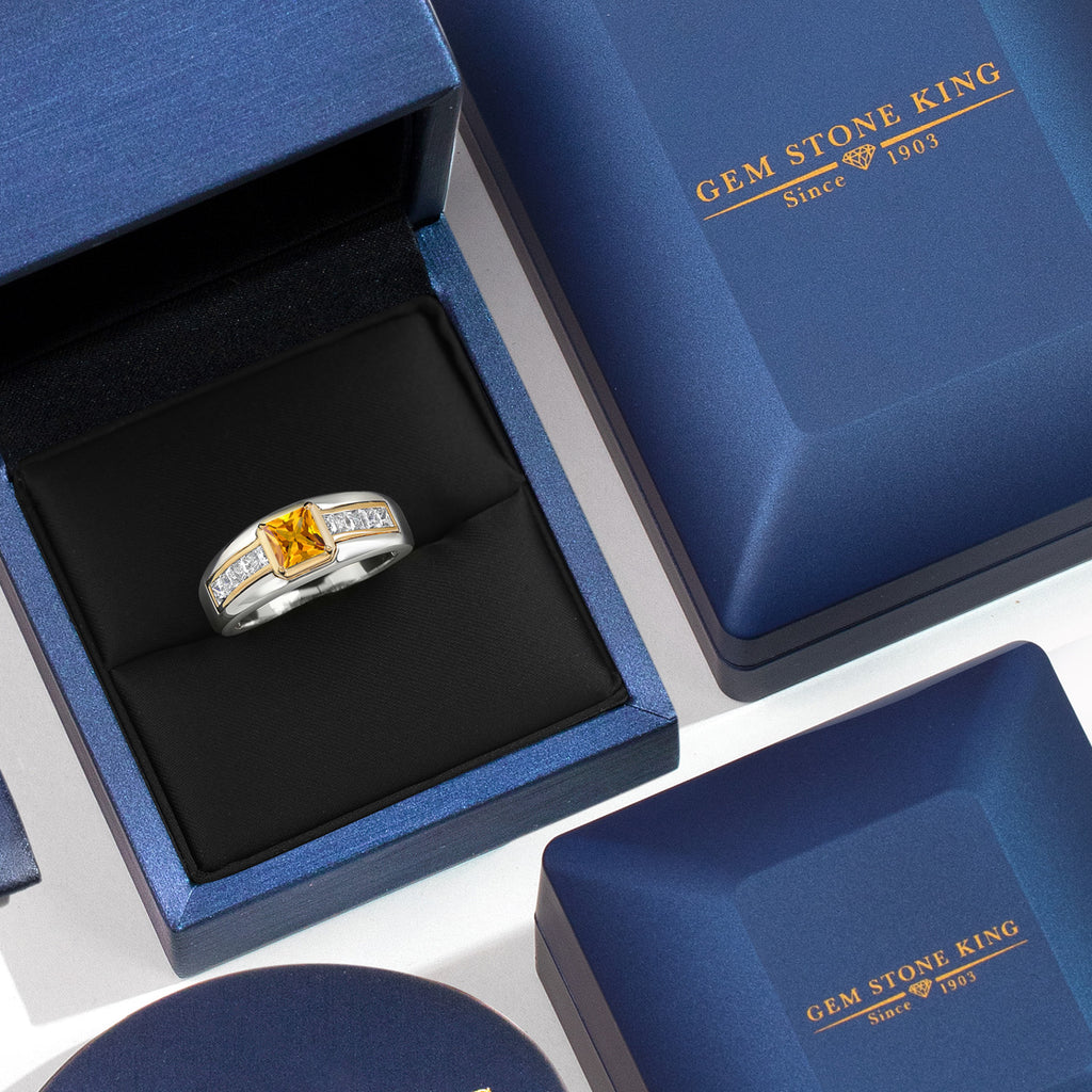 Citrine - November_9_Ring in 925 Sterling Silver and 10K Yellow Gold