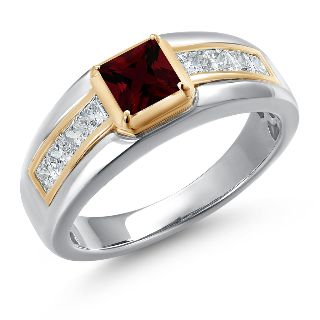Garnet - January_9_Ring in 925 Sterling Silver and 10K Yellow Gold