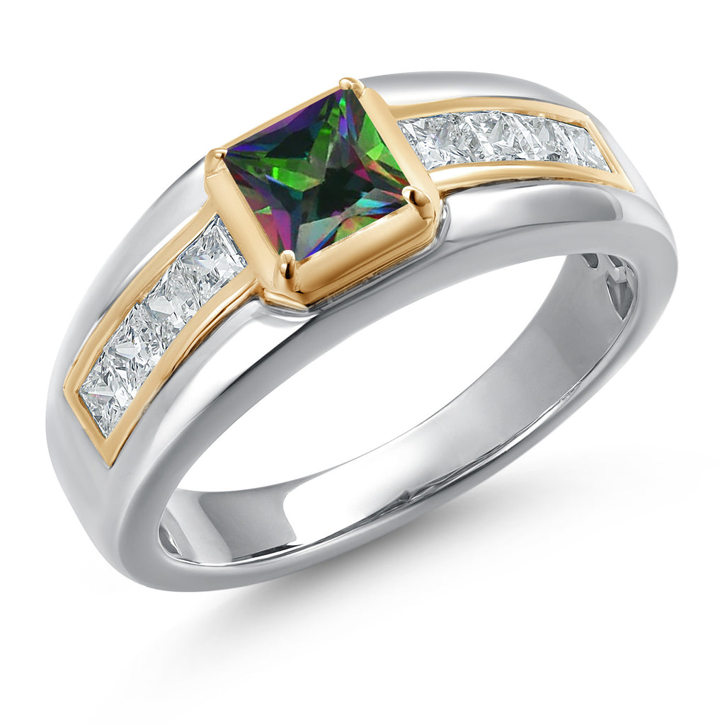 Green Mystic Topaz_13_Ring in 925 Sterling Silver and 10K Yellow Gold