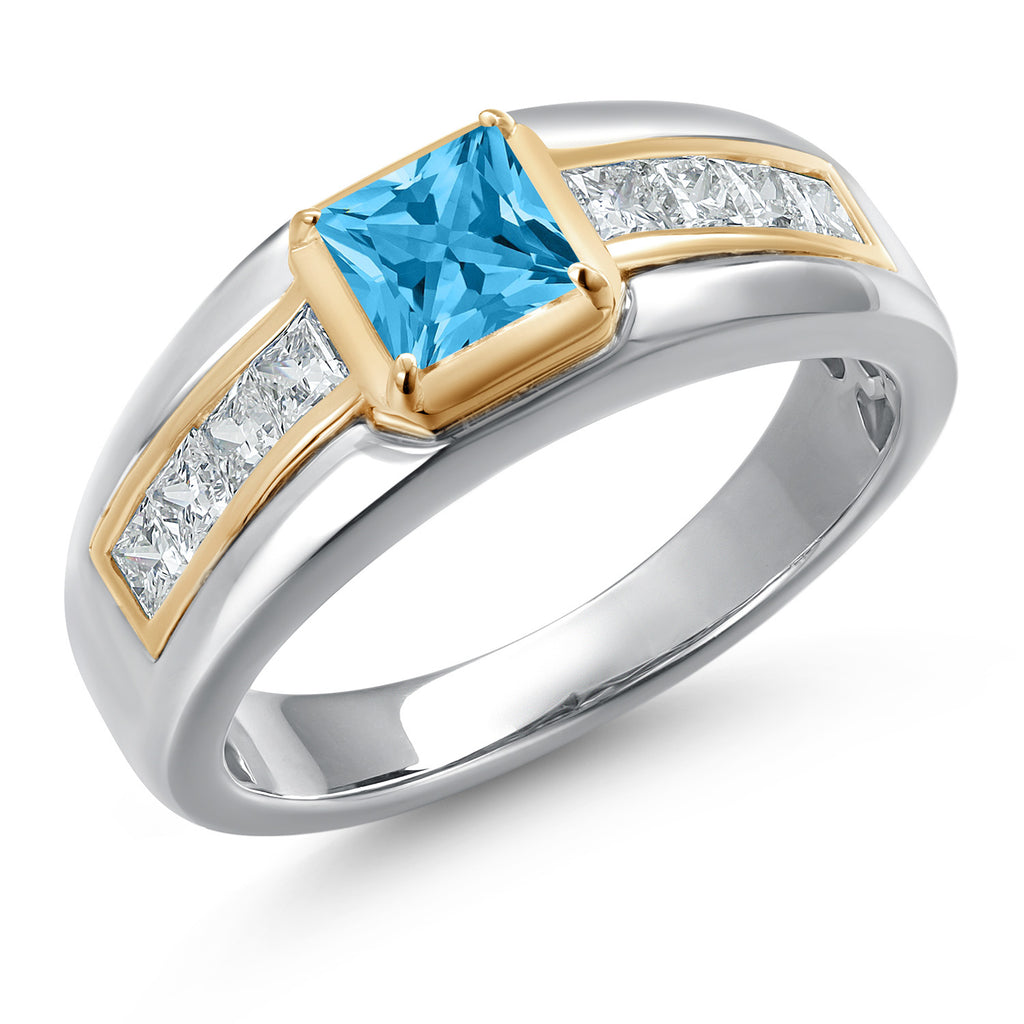 Swiss Blue Topaz - November_12_Ring in 925 Sterling Silver and 10K Yellow Gold
