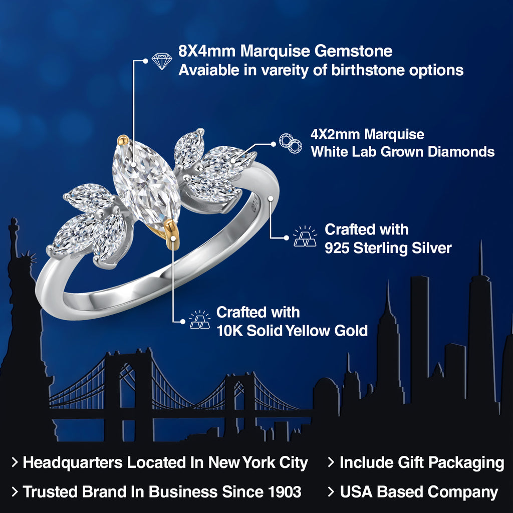 Ring in 925 Sterling Silver and 10K Yellow Gold