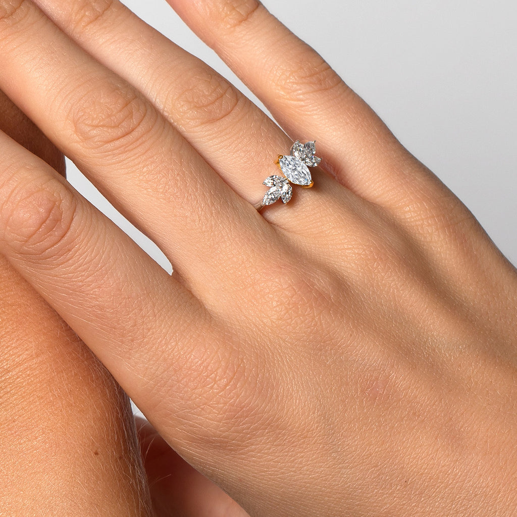 Ring in 925 Sterling Silver and 10K Yellow Gold