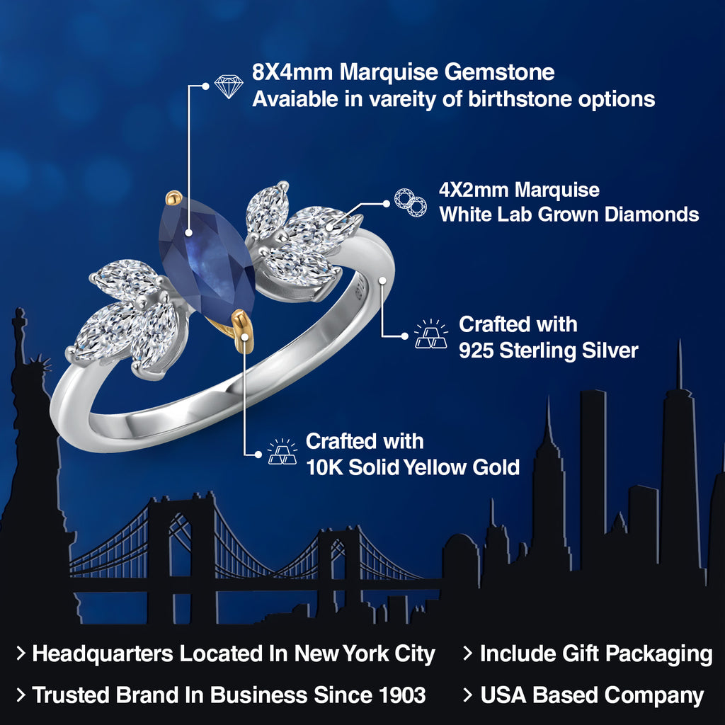 Ring in 925 Sterling Silver and 10K Yellow Gold