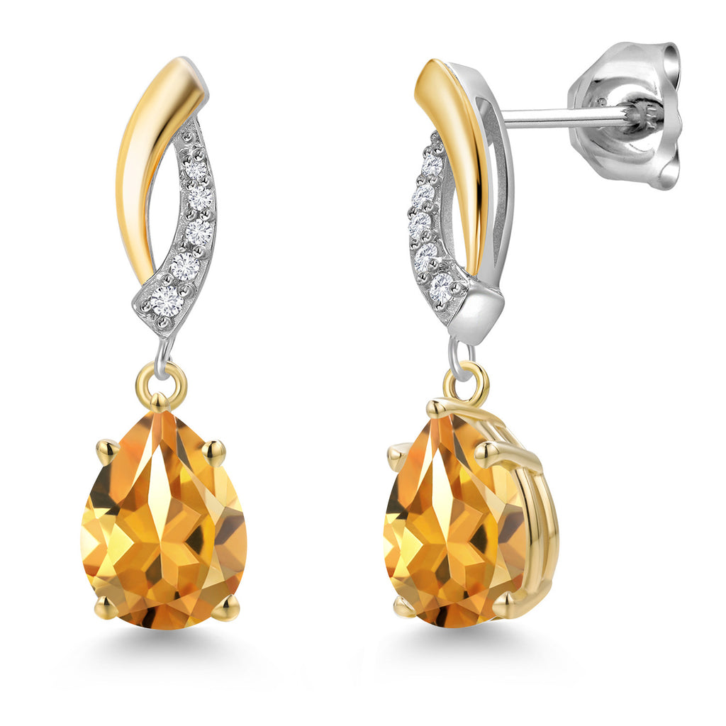 Citrine - November_Earrings in 925 Sterling Silver and 10K Yellow Gold