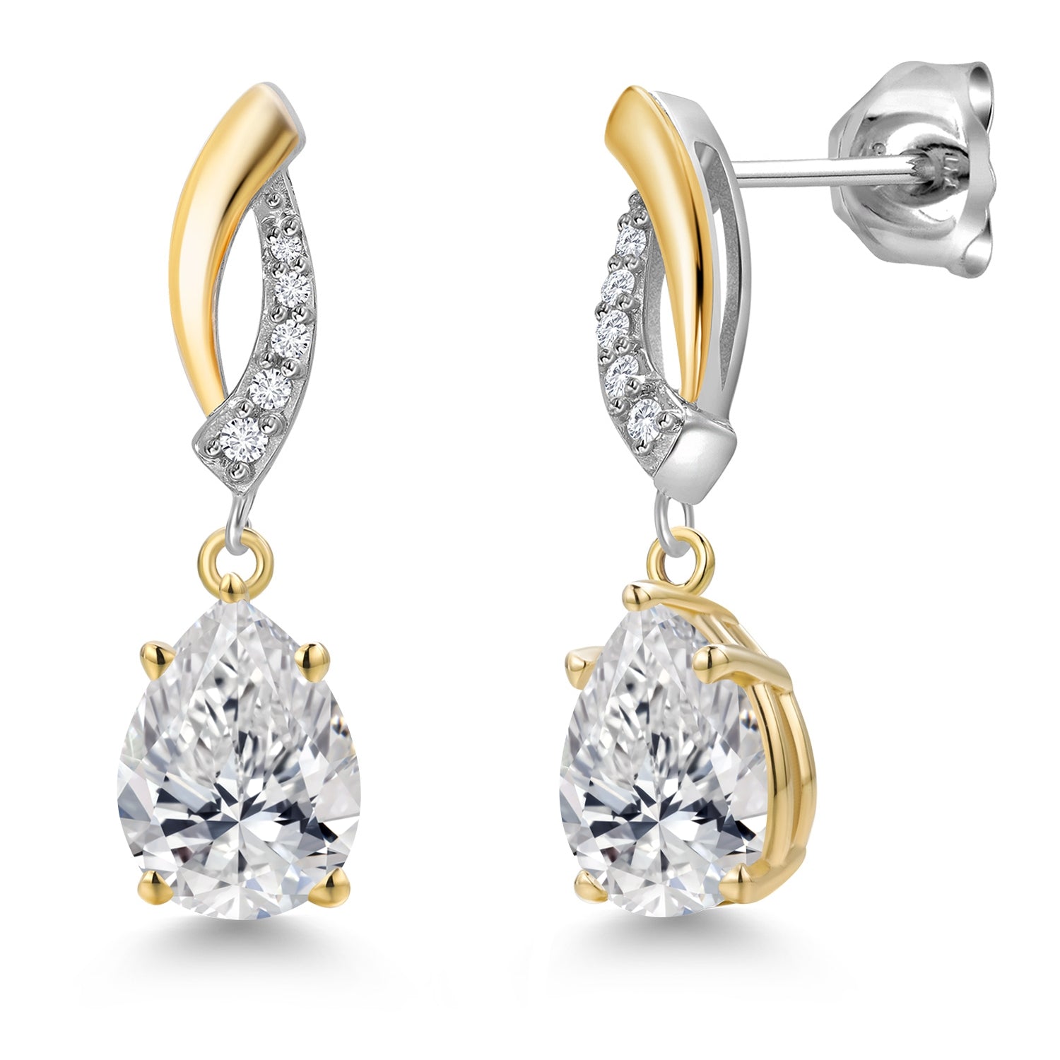 Earrings in 925 Sterling Silver and 10K Yellow Gold